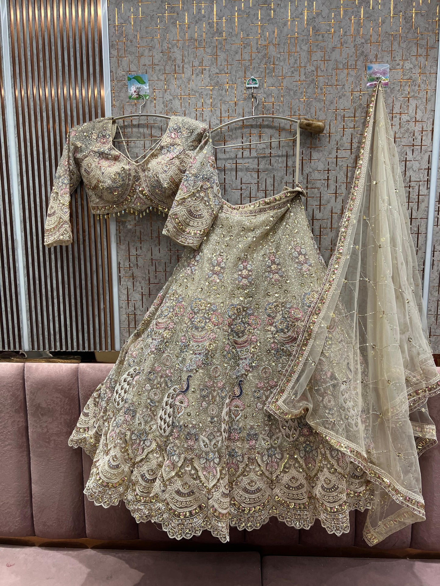 Something different Light pink peacock crop top Lehenga Happy Customer