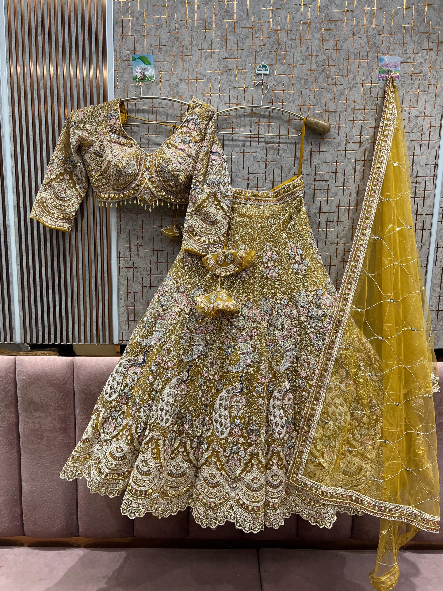 Something different Light pink peacock crop top Lehenga Happy Customer