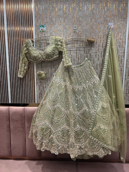 Awesome Baby pink Crop Top Lehenga