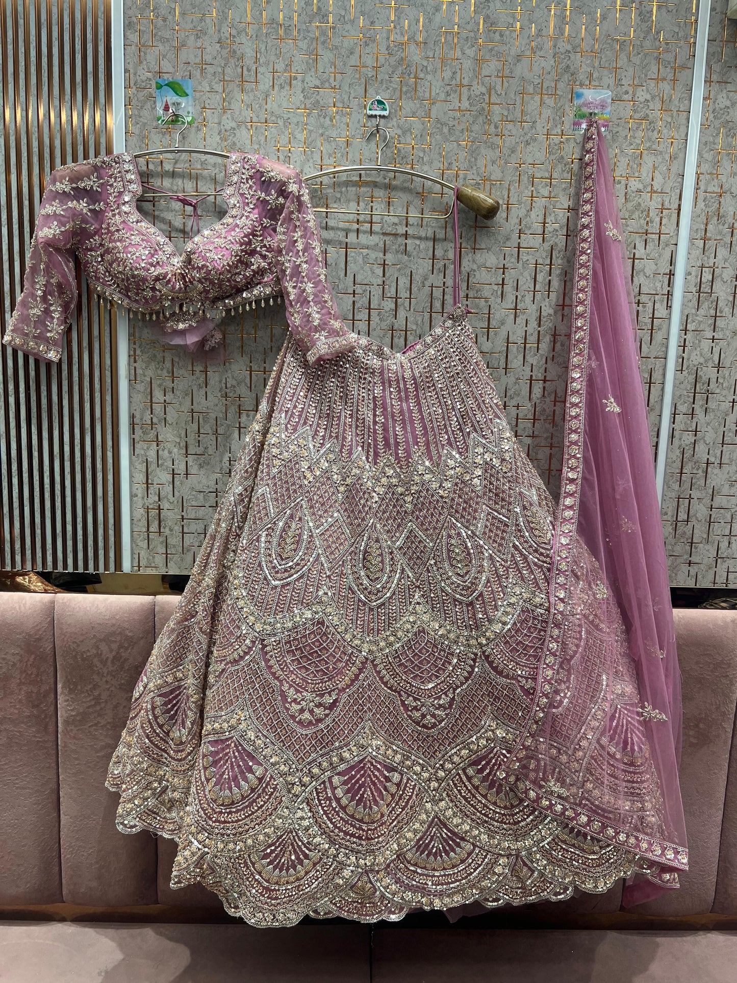 Awesome Baby pink Crop Top Lehenga