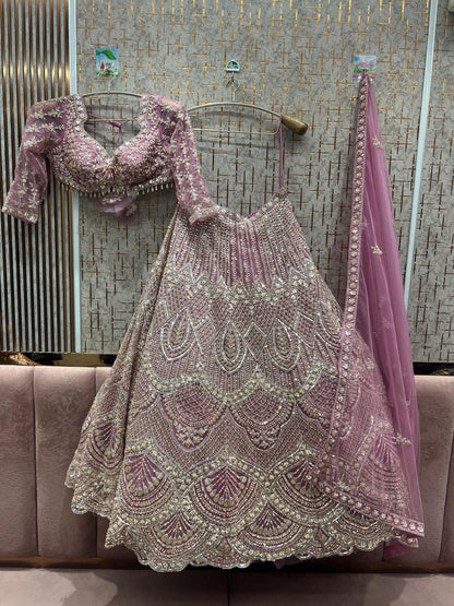 Awesome Baby pink Crop Top Lehenga
