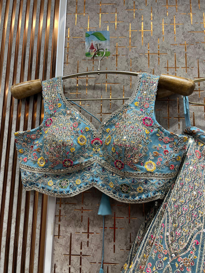 Glamorous Lavender purple peacock Crop top Lehenga