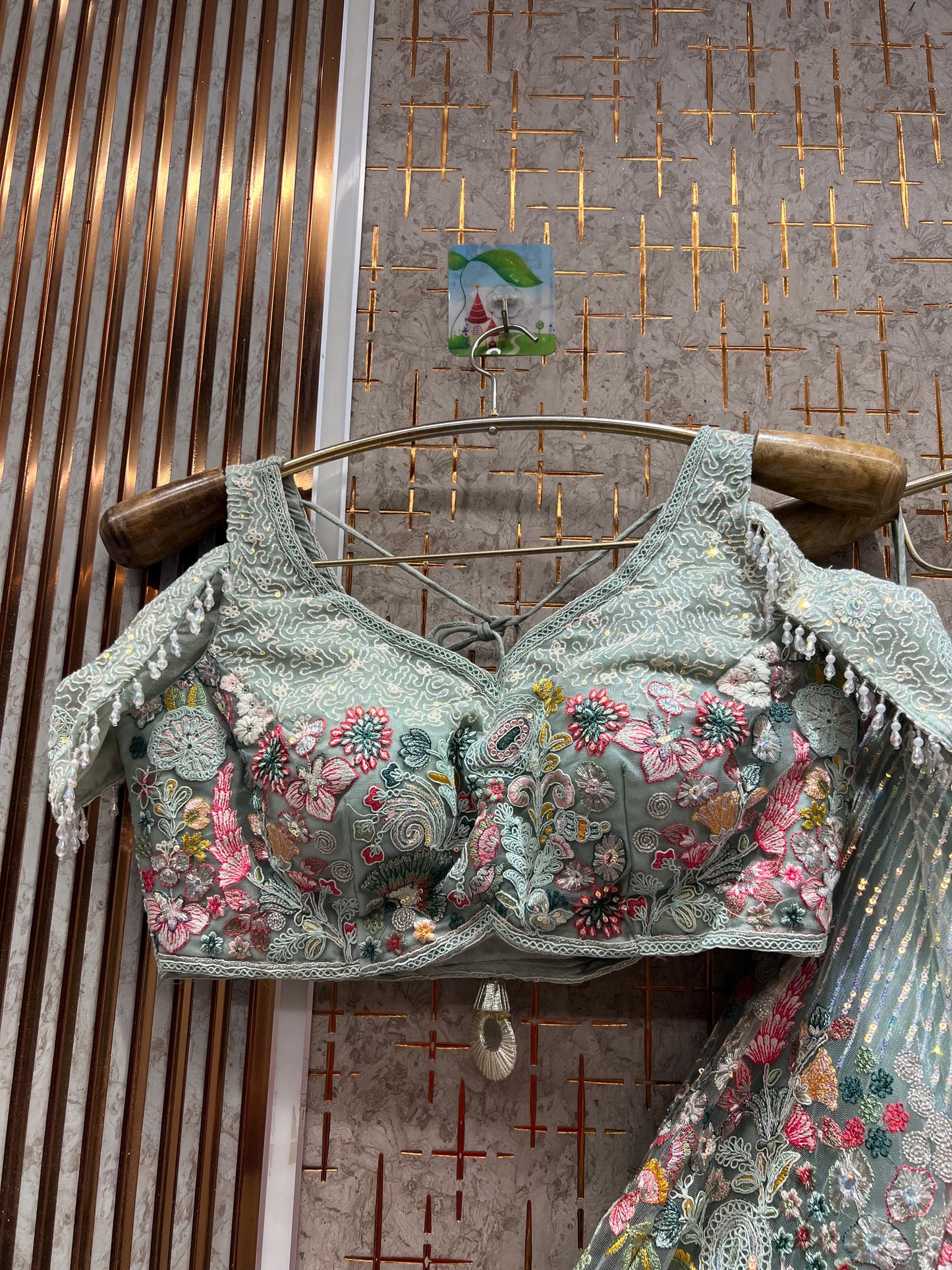 Astonishing Sky blue peacock Crop top Lehenga