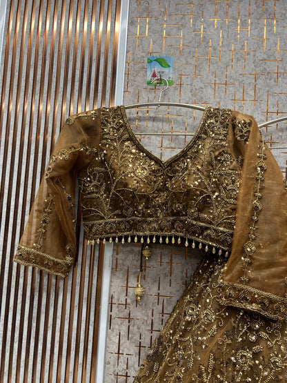 Amazing golden Mustard Crop top Lehenga