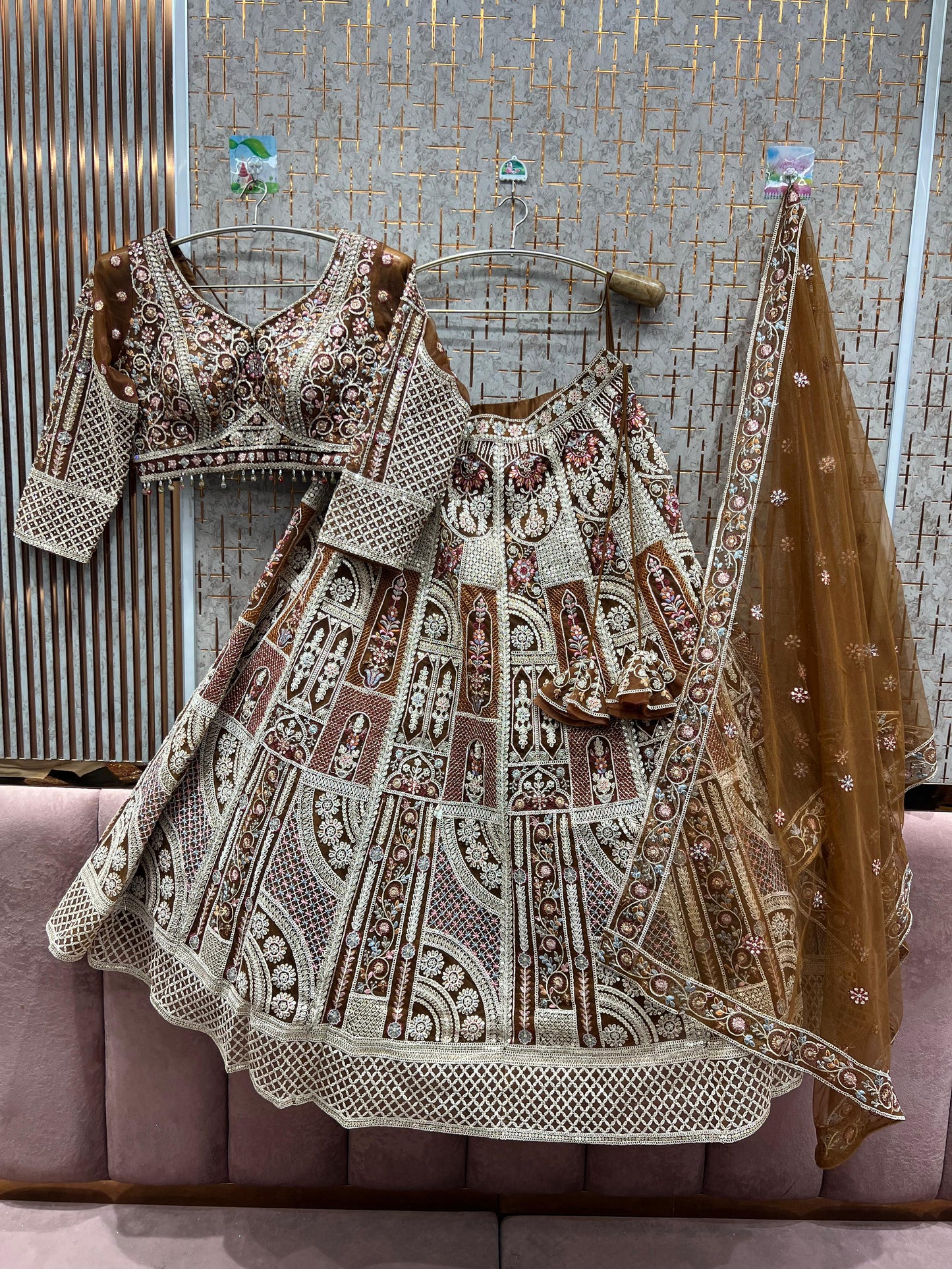 Astonishing Sky blue Crop top Lehenga