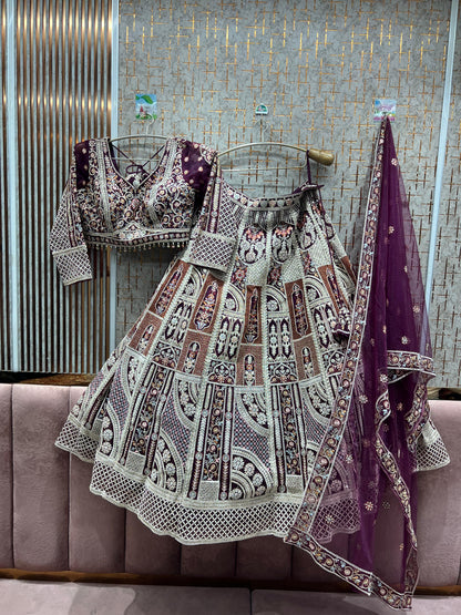 Astonishing Sky blue Crop top Lehenga