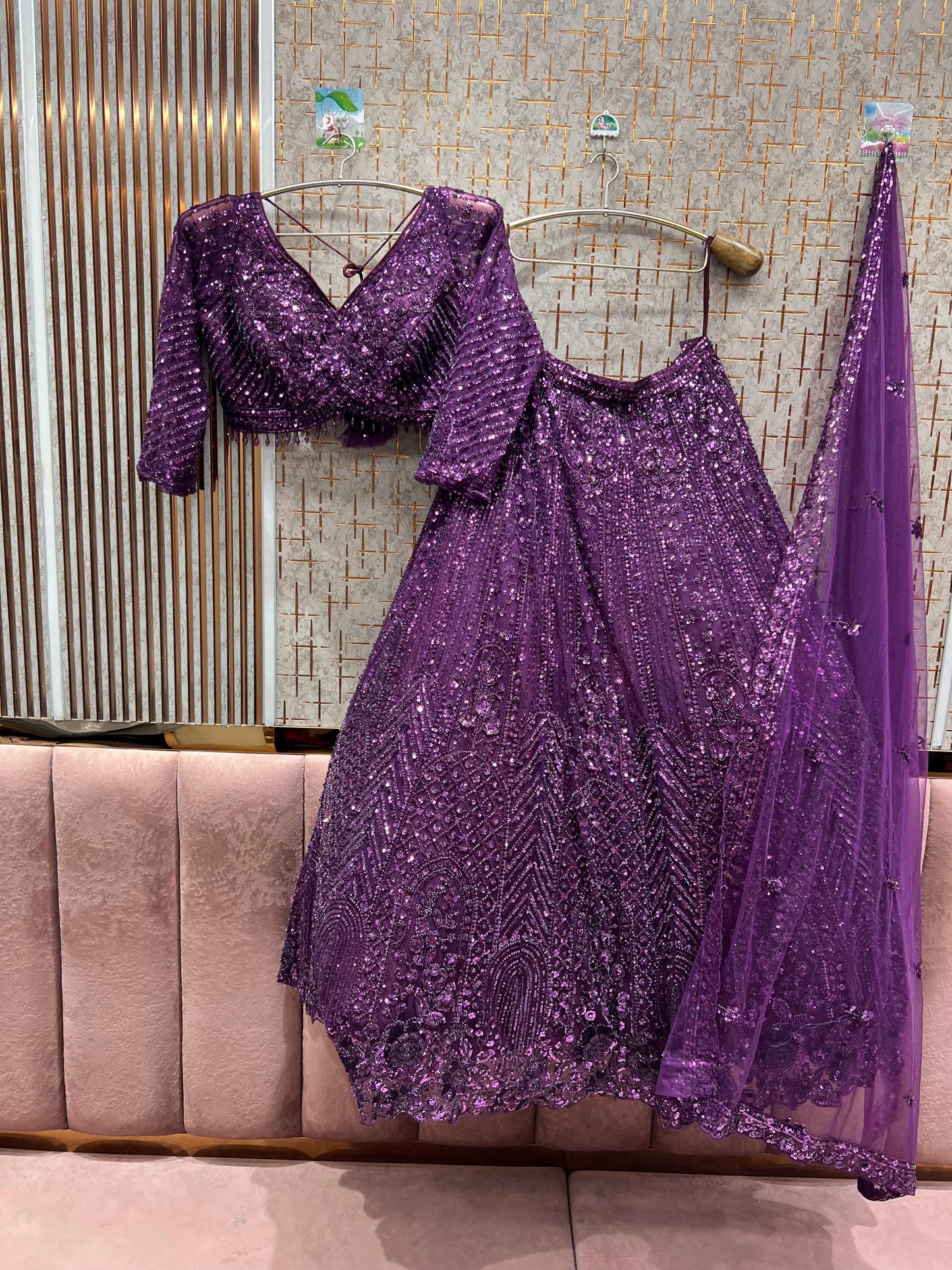 Fabulous purple on purple  monotone Crop top Lehenga