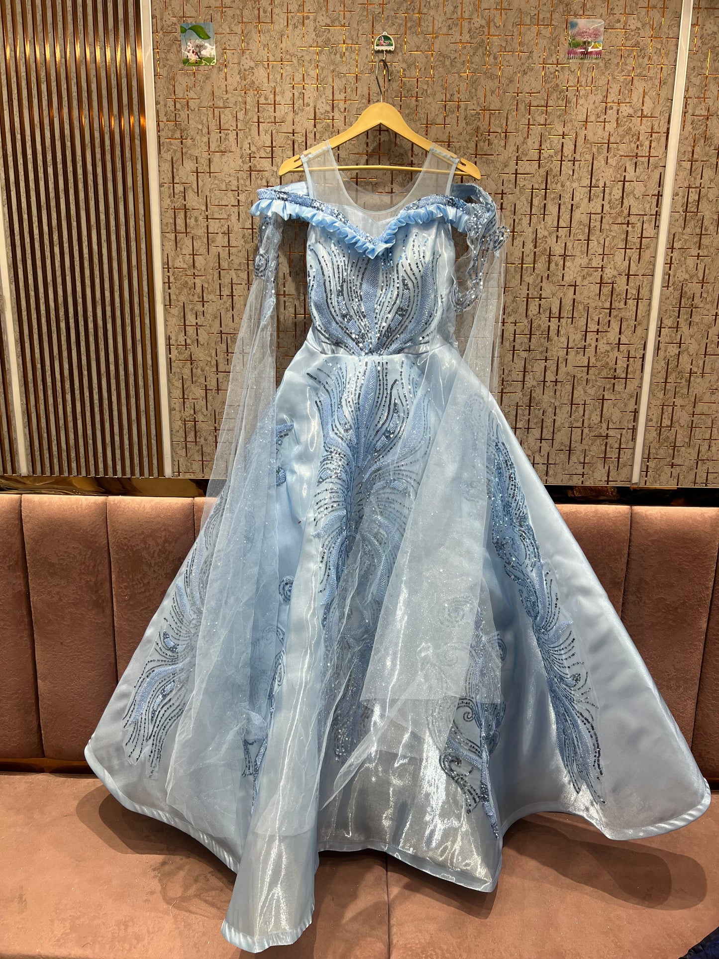 Astonishing Sky blue sequence gown