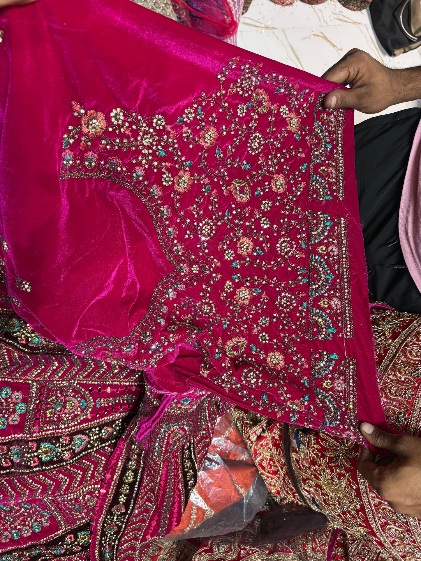 Pleasing Hot pink Bridal Lehenga