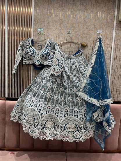 Pretty White Crop top Lehenga