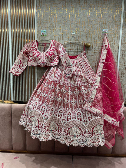 Pretty White Crop top Lehenga