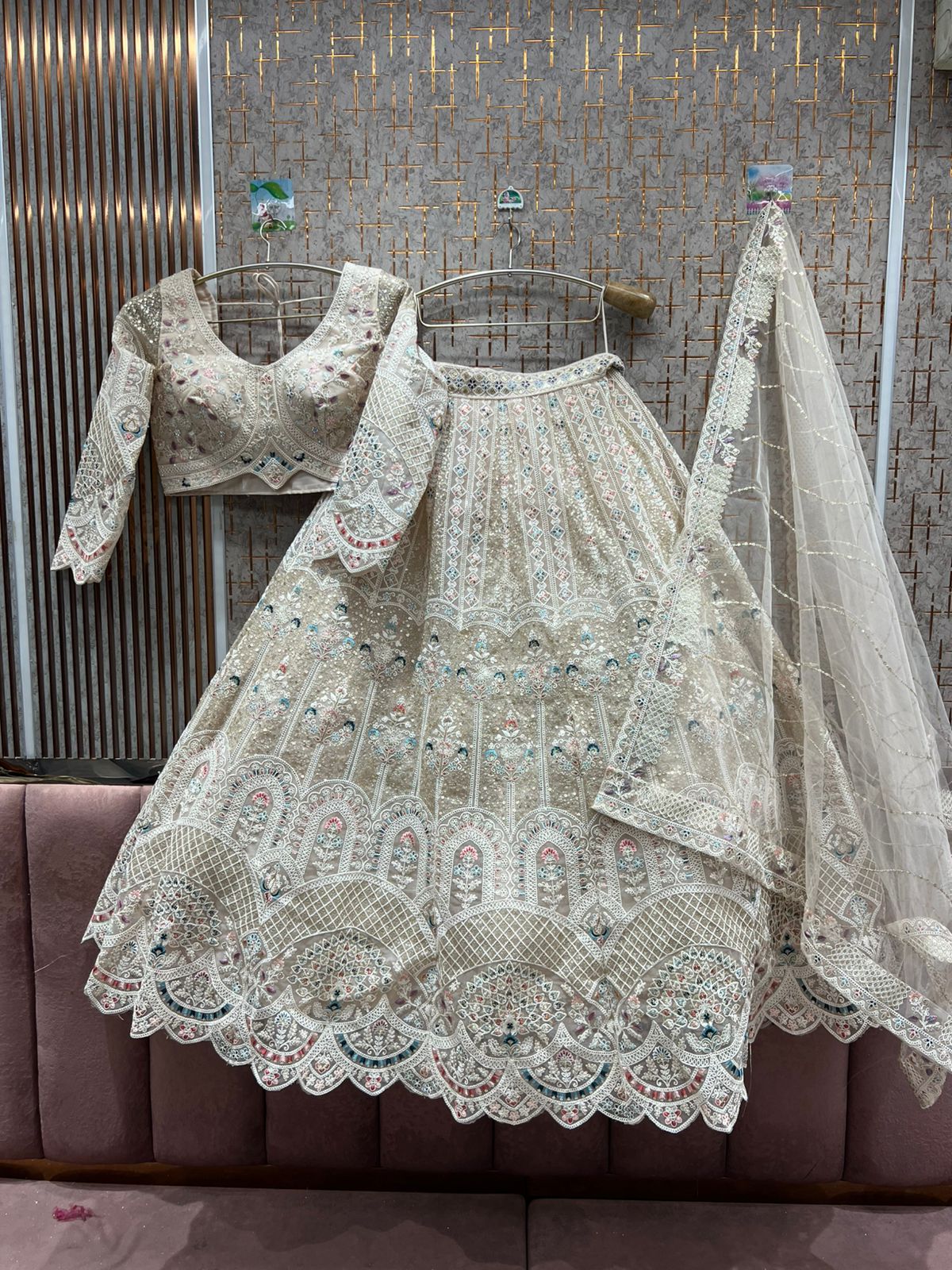 Pretty White Crop top Lehenga