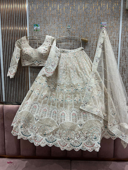 Pretty White Crop top Lehenga