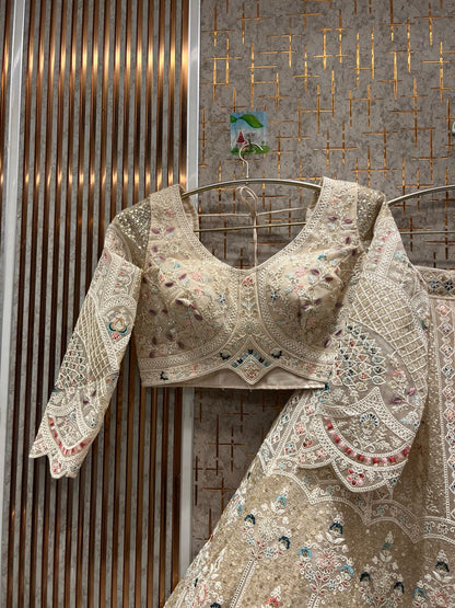 Pretty White Crop top Lehenga