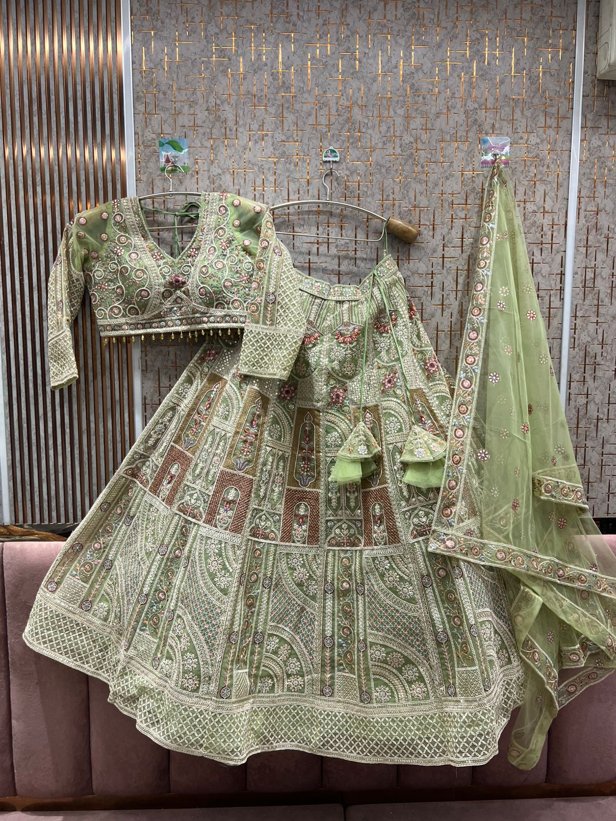 Beautiful pink Crop top Lehenga