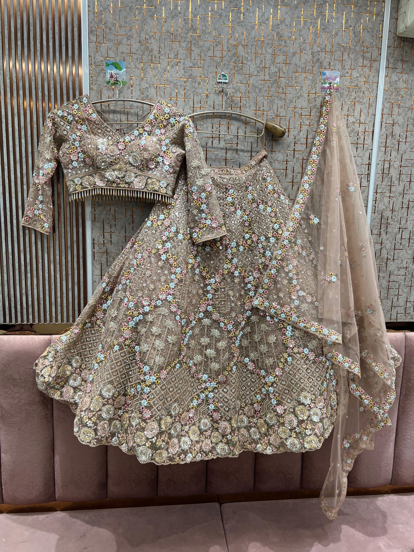 Pleasing yellow Crop top Lehenga