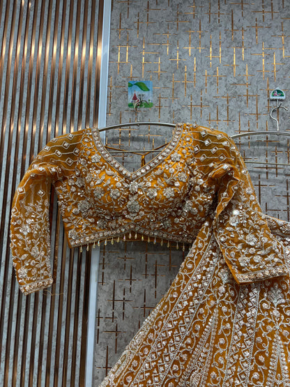 Charming yellow Crop top Lehenga