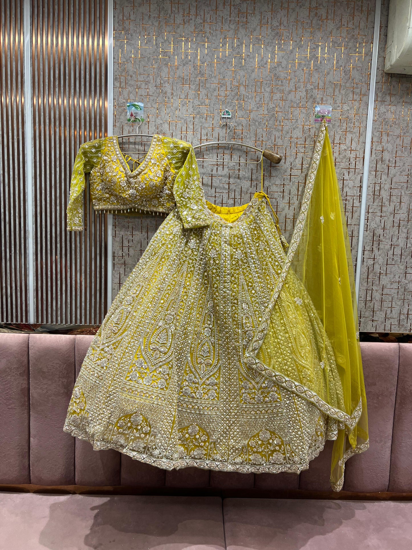 Charming yellow Crop top Lehenga
