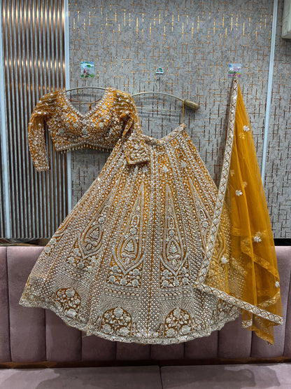 Charming yellow Crop top Lehenga