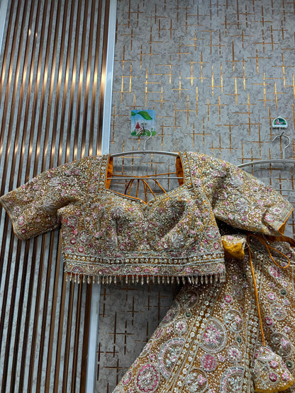 Tremendous mustard Yellow Crop top Lehenga