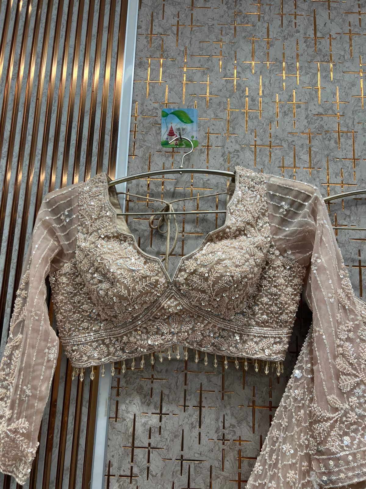 Khoobsurat peach Crop top Lehenga