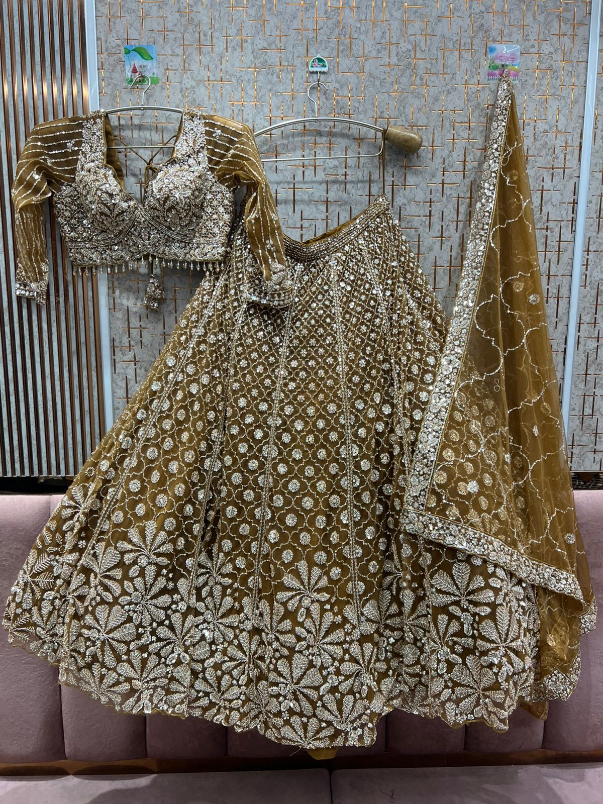 Majestic mustard Floral Crop top Lehenga