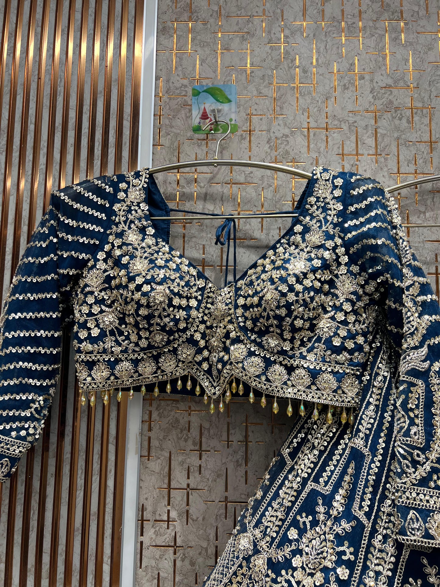 Eye catching Mustard Cut work Crop top Lehenga