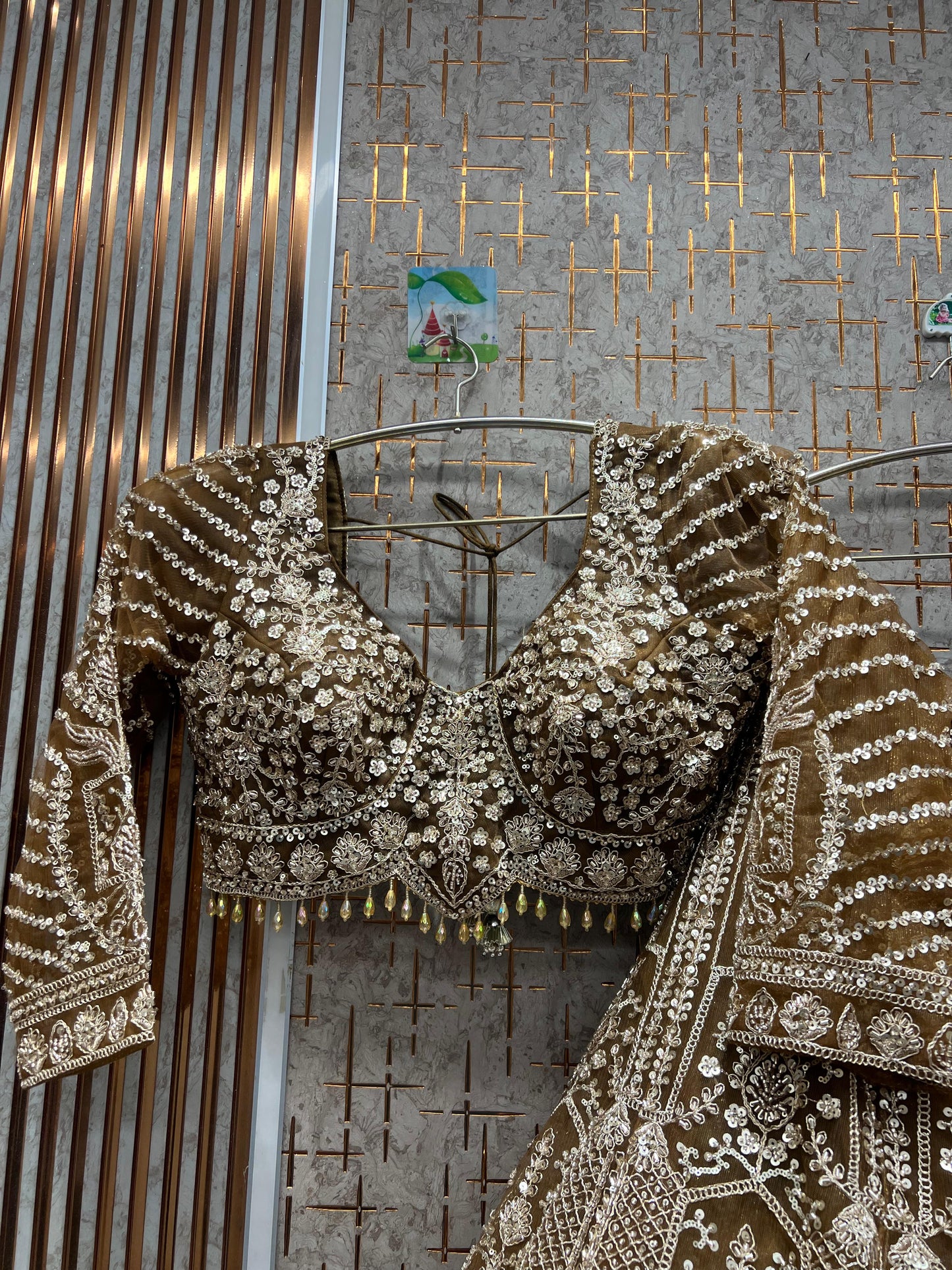 Eye catching Mustard Cut work Crop top Lehenga