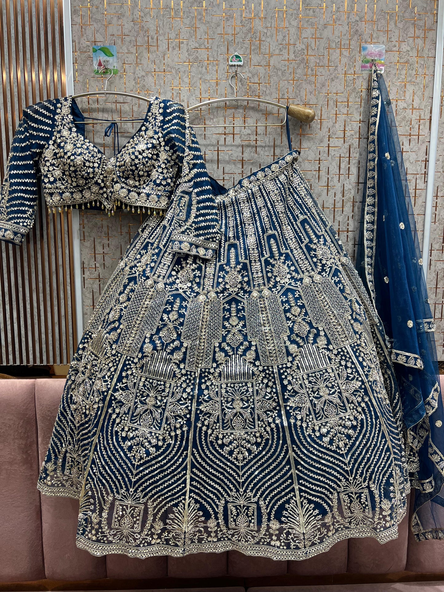 Eye catching Mustard Cut work Crop top Lehenga