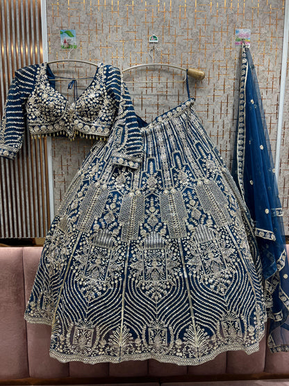 Eye catching Mustard Cut work Crop top Lehenga