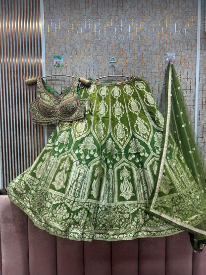 Designer pink Banarasi Crop top Lehenga