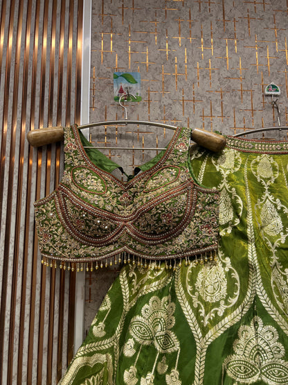 Designer pink Banarasi Crop top Lehenga