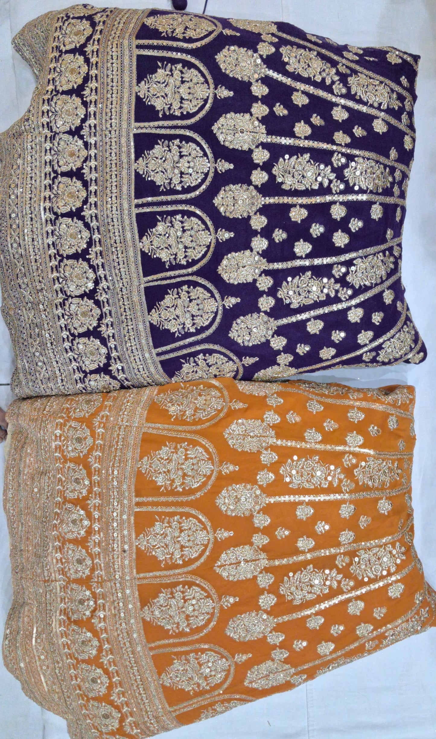 Fantastic Purple yellow Hot pink Green Ready to wear Crop Top Lehenga