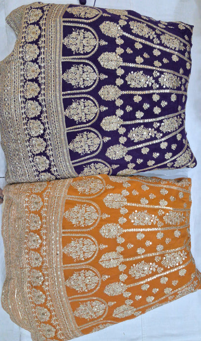 Fantastic Purple yellow Hot pink Green Ready to wear Crop Top Lehenga