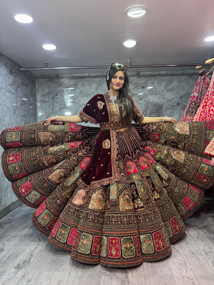 Astonishing Dark maroon Doli Barat Ball Bridal Lehenga Happy Customer
