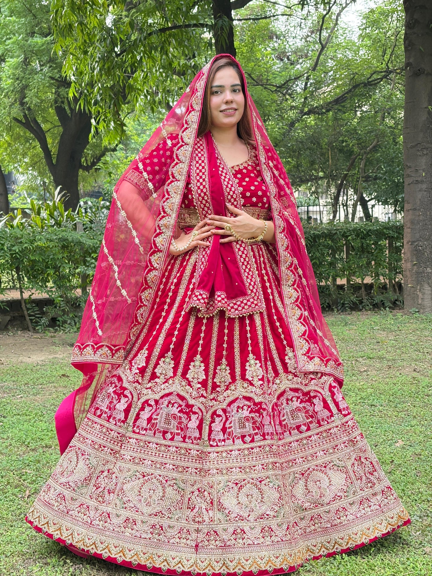 Glamorous Rani pink Doli Barat Bridal Lehenga Happy Customer
