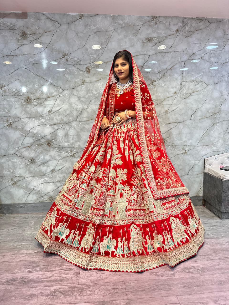 Amazing red Doli barat Bridal Lehenga Happy Customer