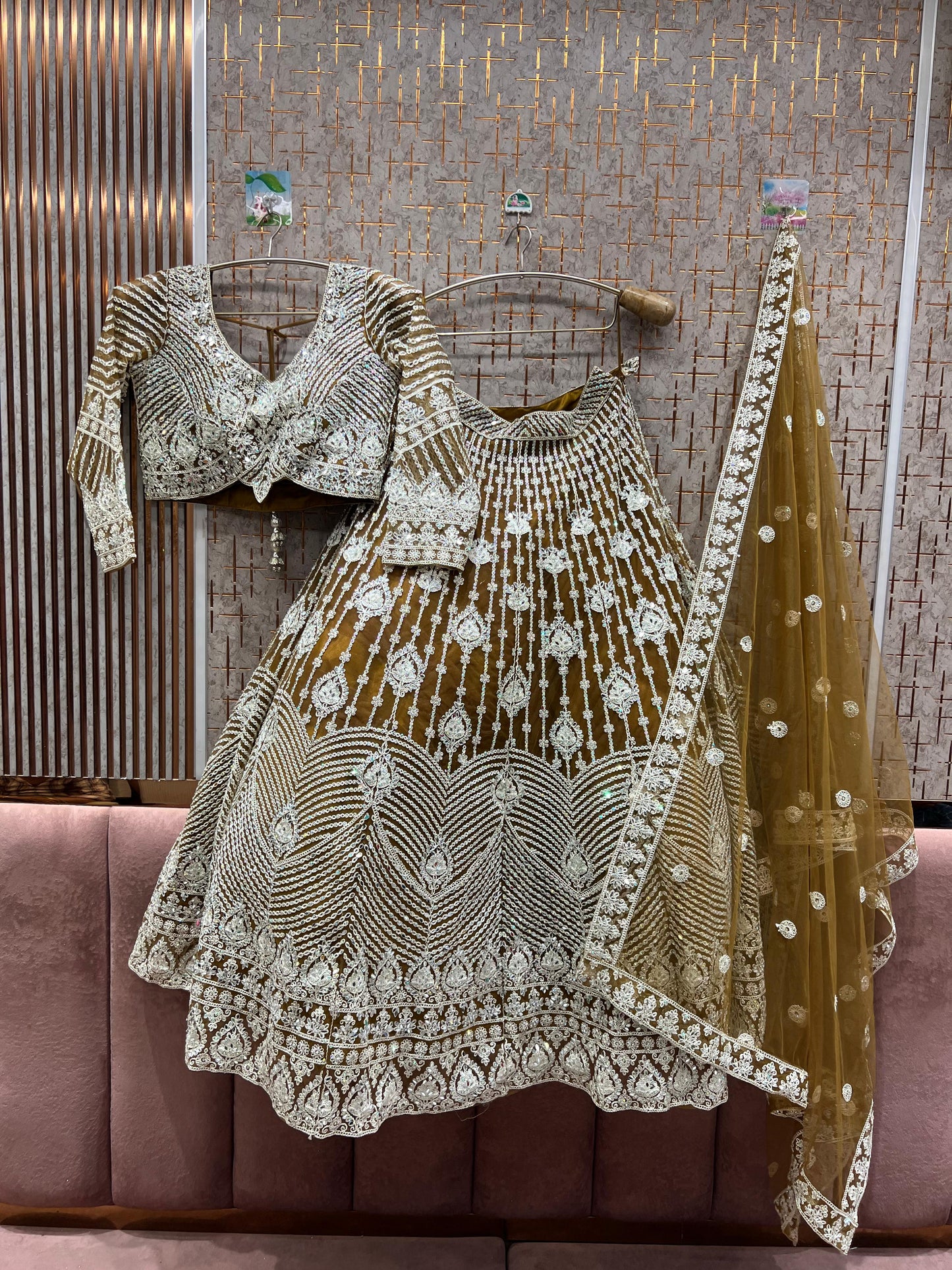 Lovely Golden Crop top Lehenga