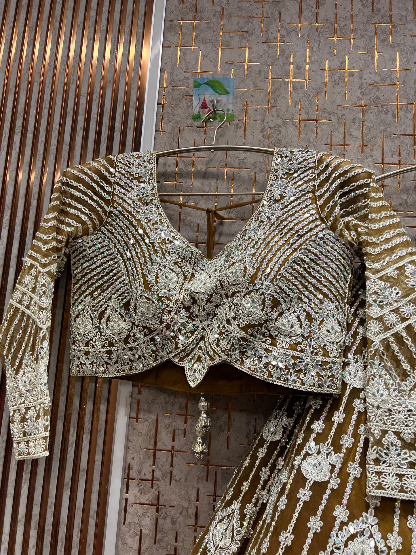 Lovely Golden Crop top Lehenga