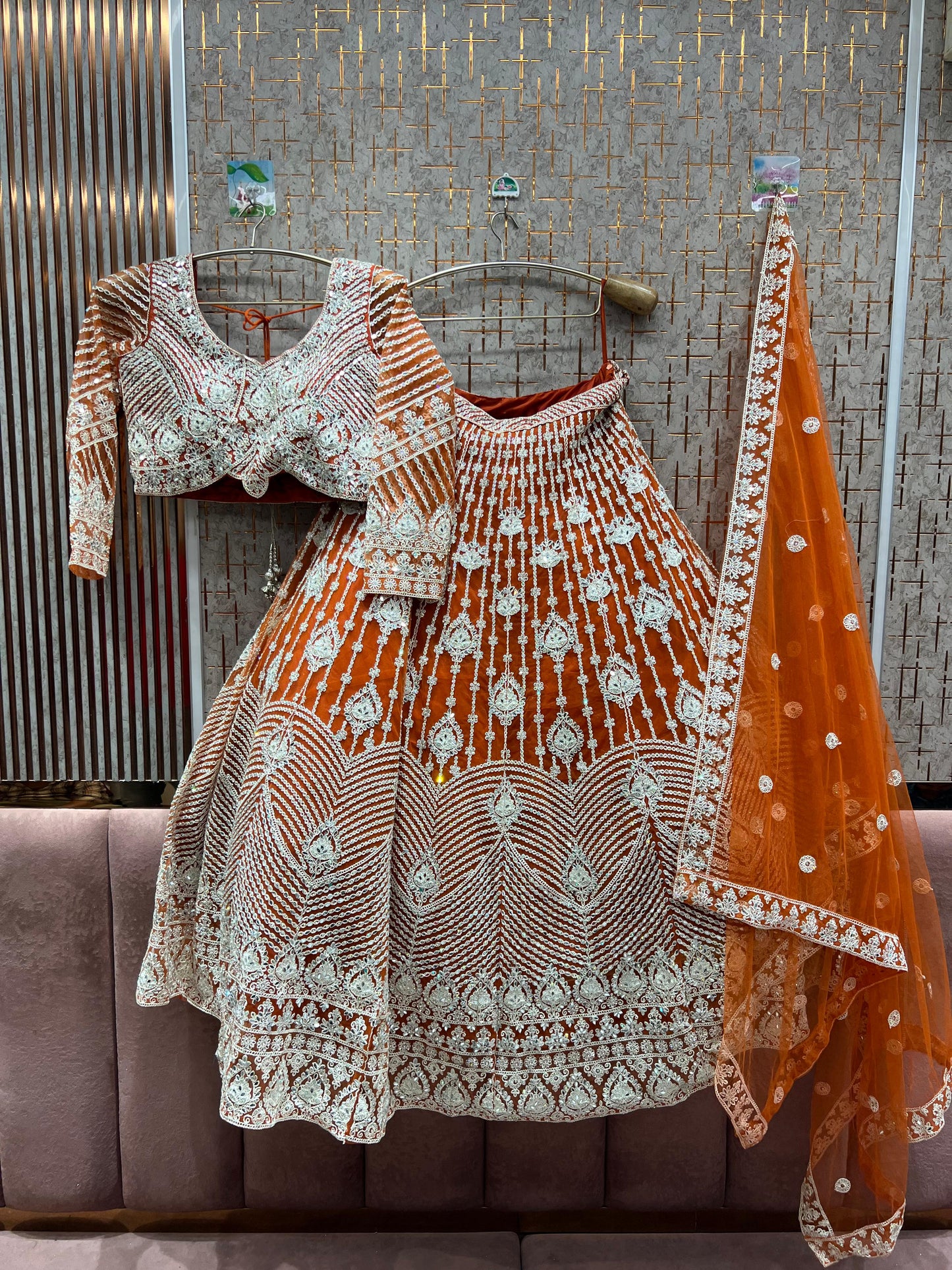 Lovely Golden Crop top Lehenga