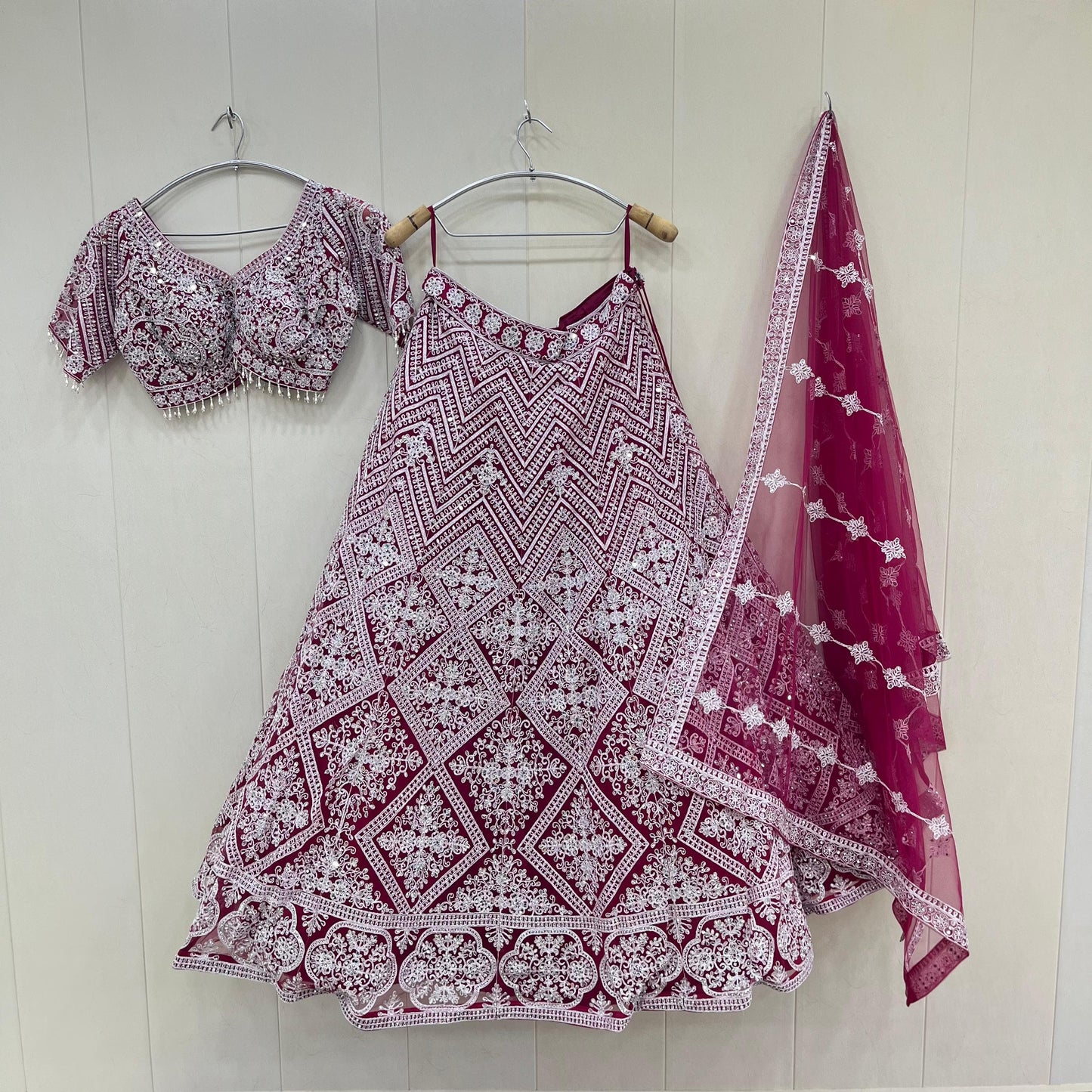 Majestic pink Crop top Lehenga