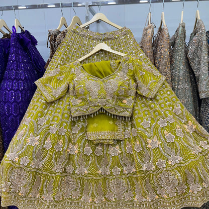 Delightful yellow Crop top Lehenga