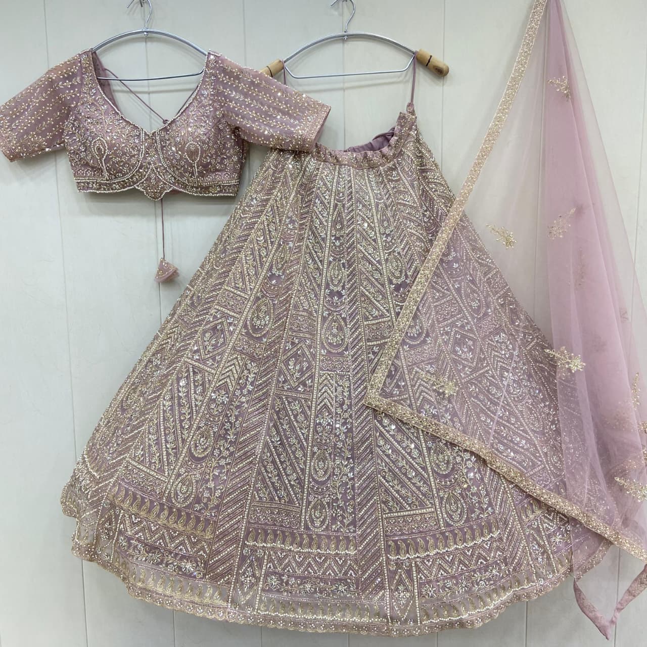 Elegant Sky blue Crop top Lehenga