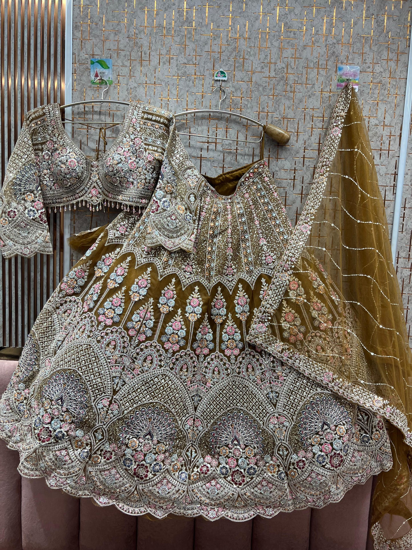 Lavishing orange peacock Crop top Lehenga