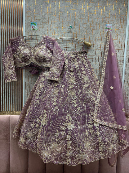 Eye catching Sky blue Crop top Lehenga