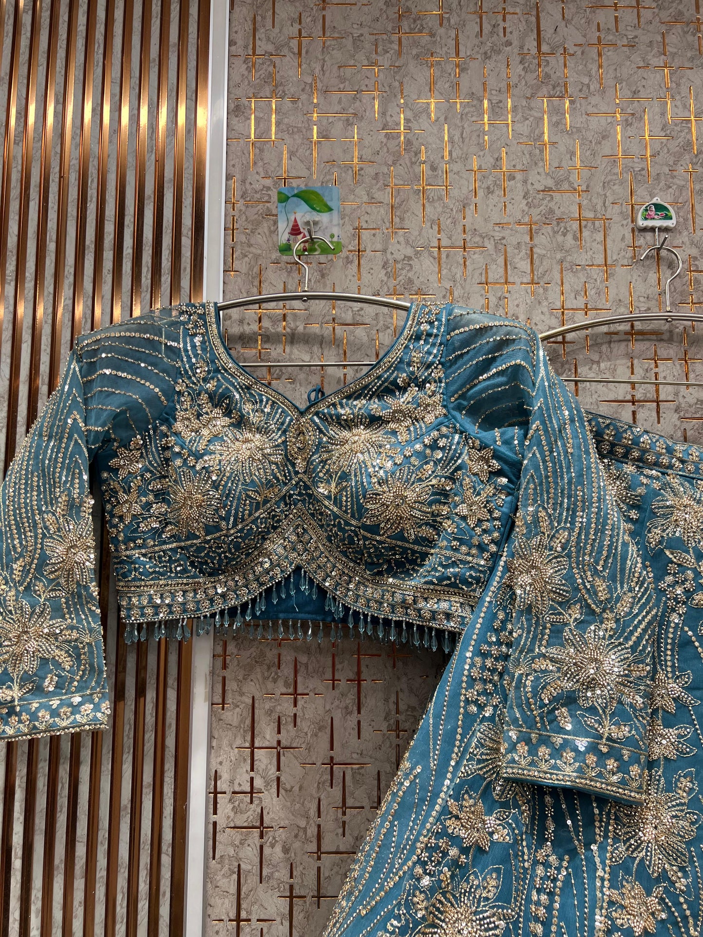 Eye catching Sky blue Crop top Lehenga