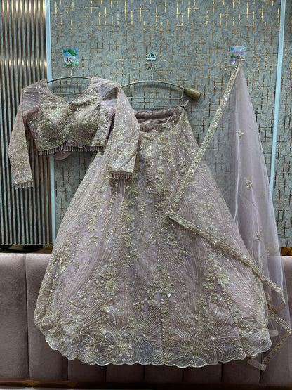 Eye catching Sky blue Crop top Lehenga