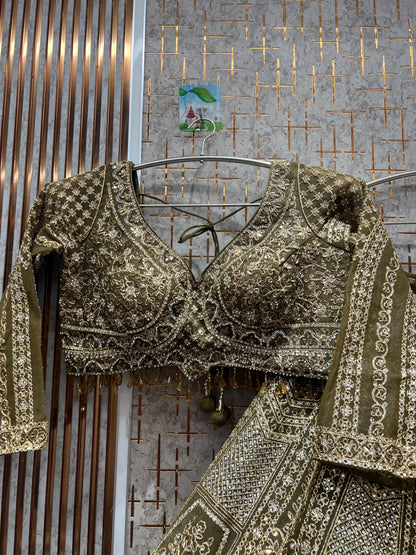 Amazing pista green Crop top Lehenga