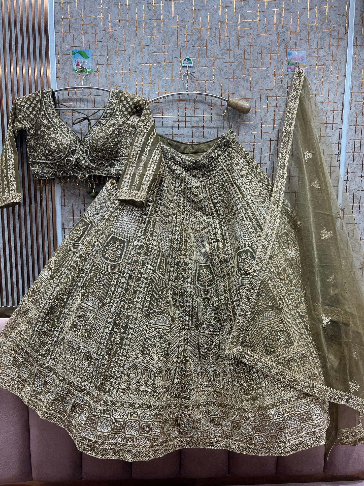 Amazing pista green Crop top Lehenga