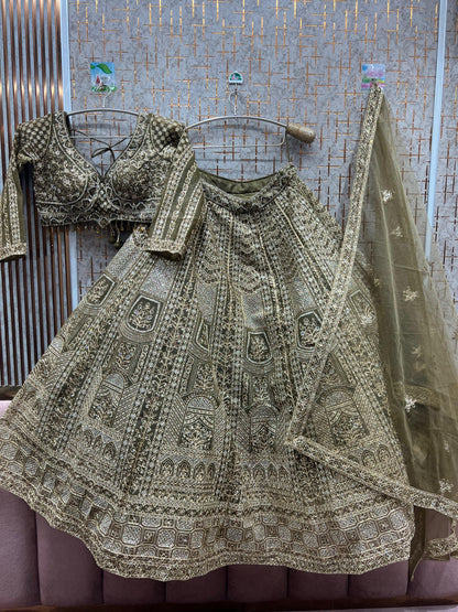 Amazing pista green Crop top Lehenga